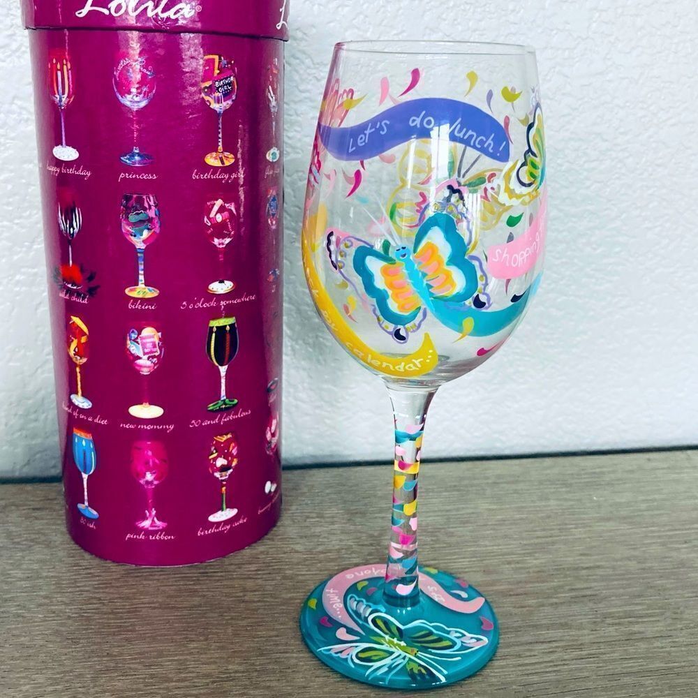 Lolita Social Butterfly Hand Painted Wine Glass